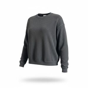Relaxed Ribbed Crewneck Sweater in Charcoal